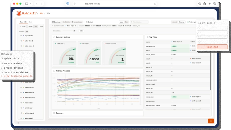 ModelMill AI training platform screenshot